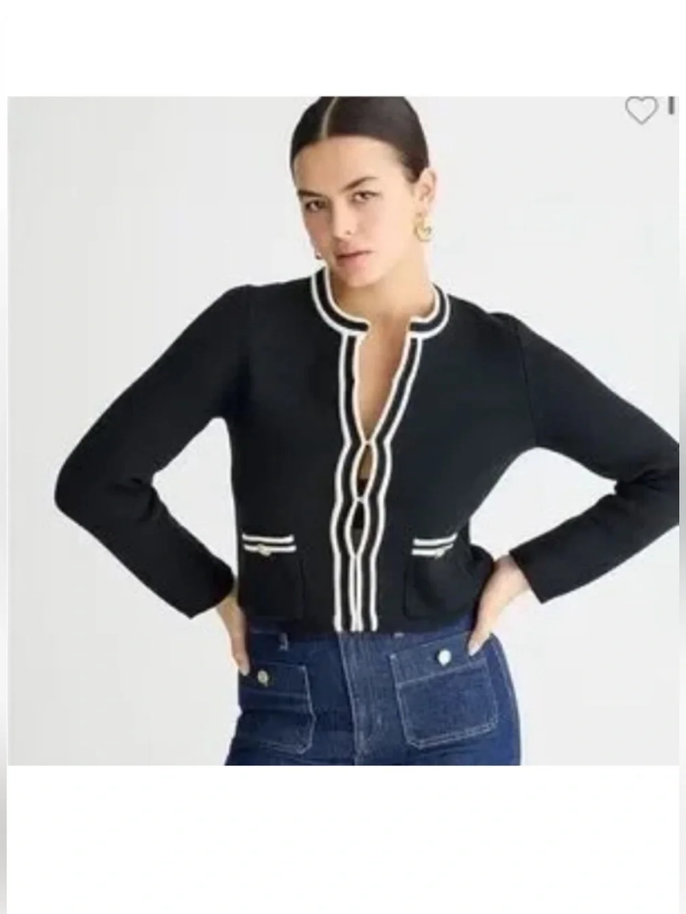 J Crew Emilie Sweater Lady Jacket Black L